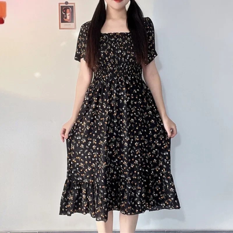 Floral Midi Chiffon Dress for Women