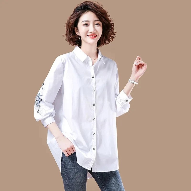 Vintage Embroidered Cotton Button-Up Shirt
