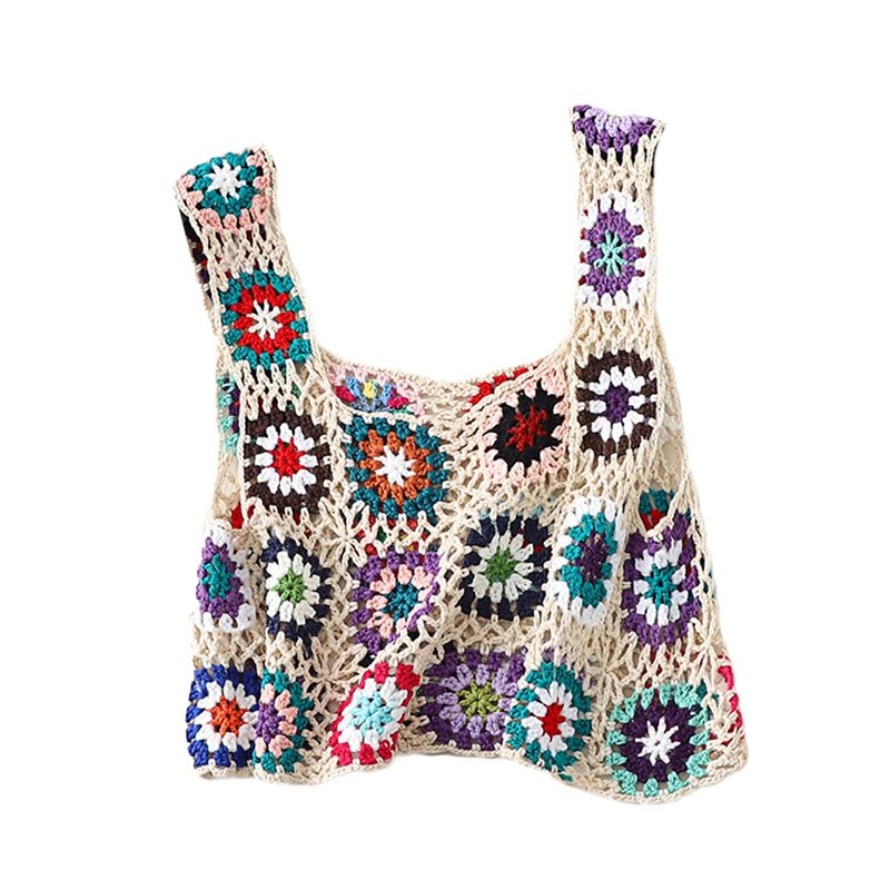 Floral Embroidered Crochet Crop Top