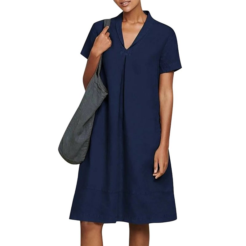 Elegant Summer Cotton-Linen Dress