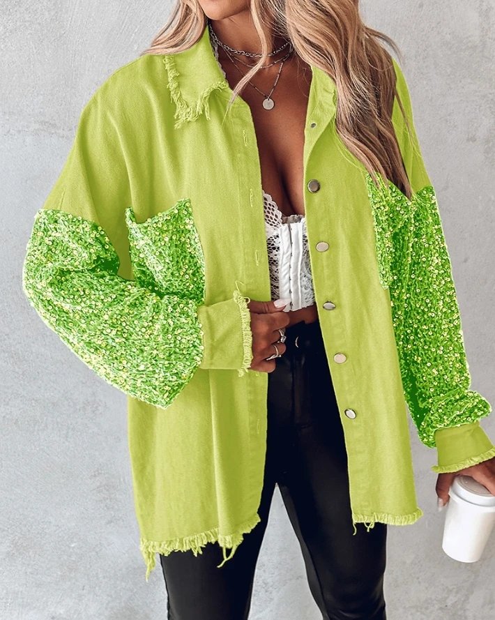 Chic Spring Sequin Shacket for Women
