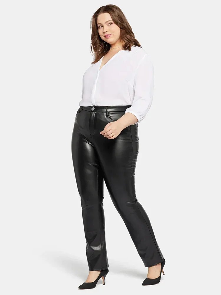Plus Size Faux Leather High Waist Pants