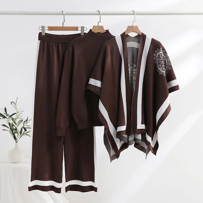 Chic Floral Knit Three-Piece Set
