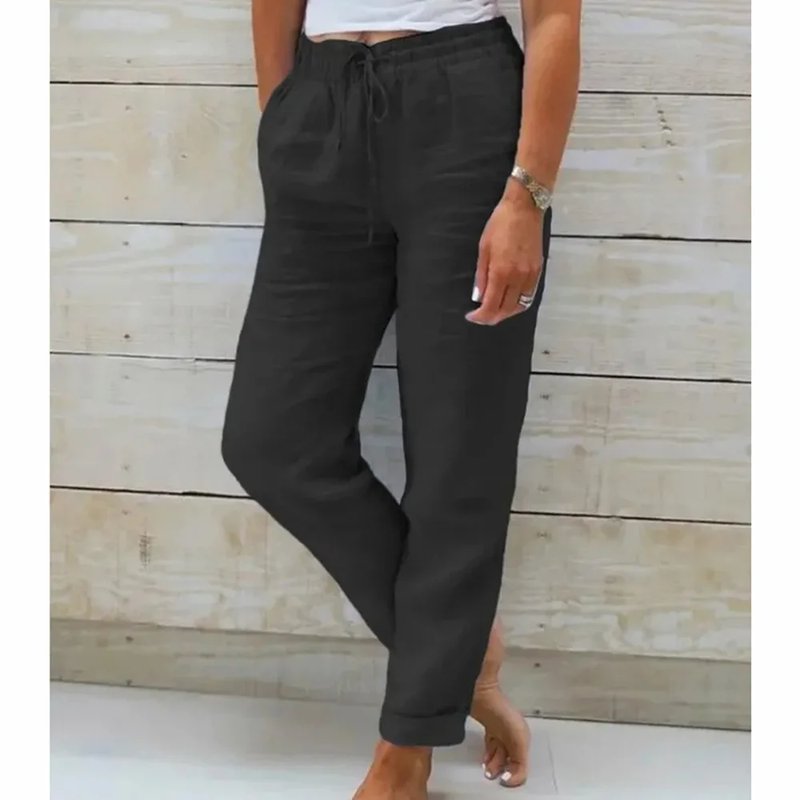 Trendy Cotton Linen Casual Pants