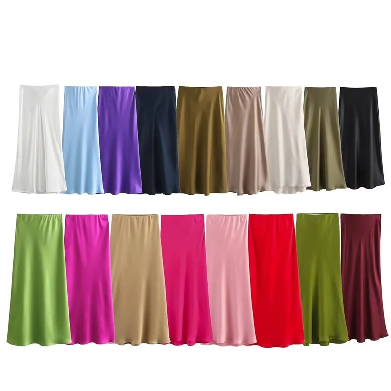 Elegant High Waist Satin Skirt