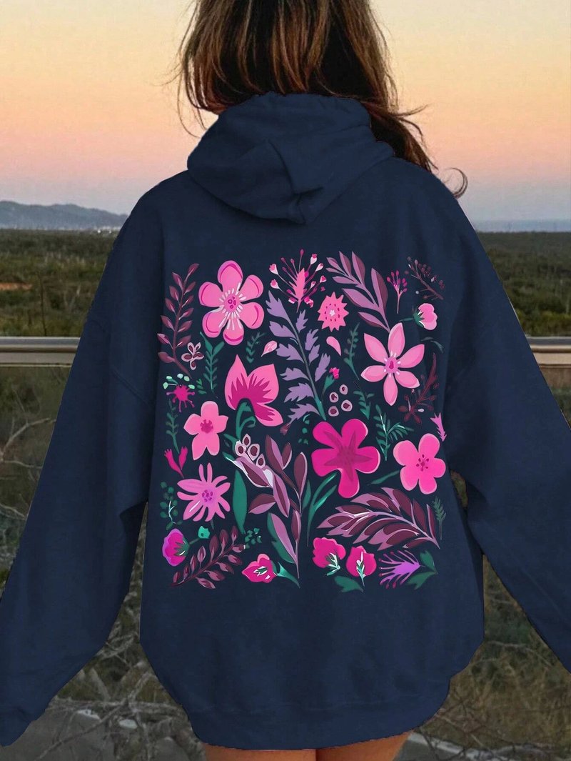 Cozy Pink Floral Hoodie
