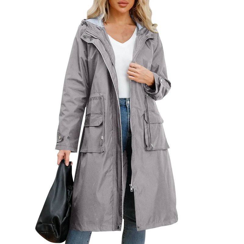 Elegant Women's Hooded Trench Coat