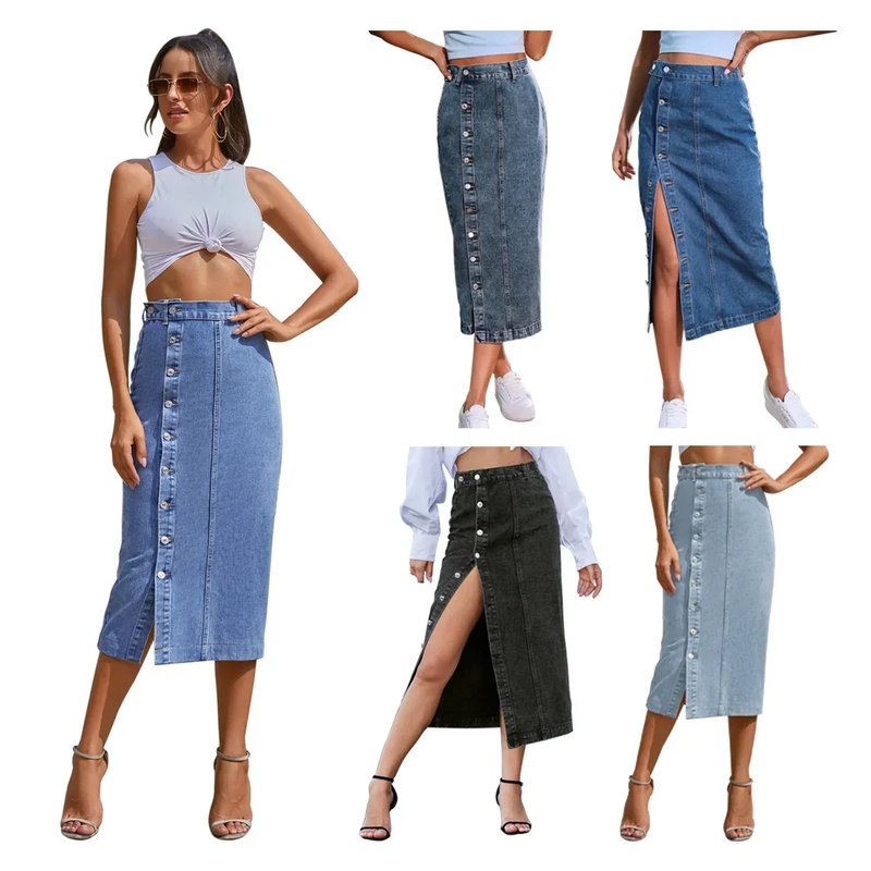 Stylish Maxi Denim Skirt for Women