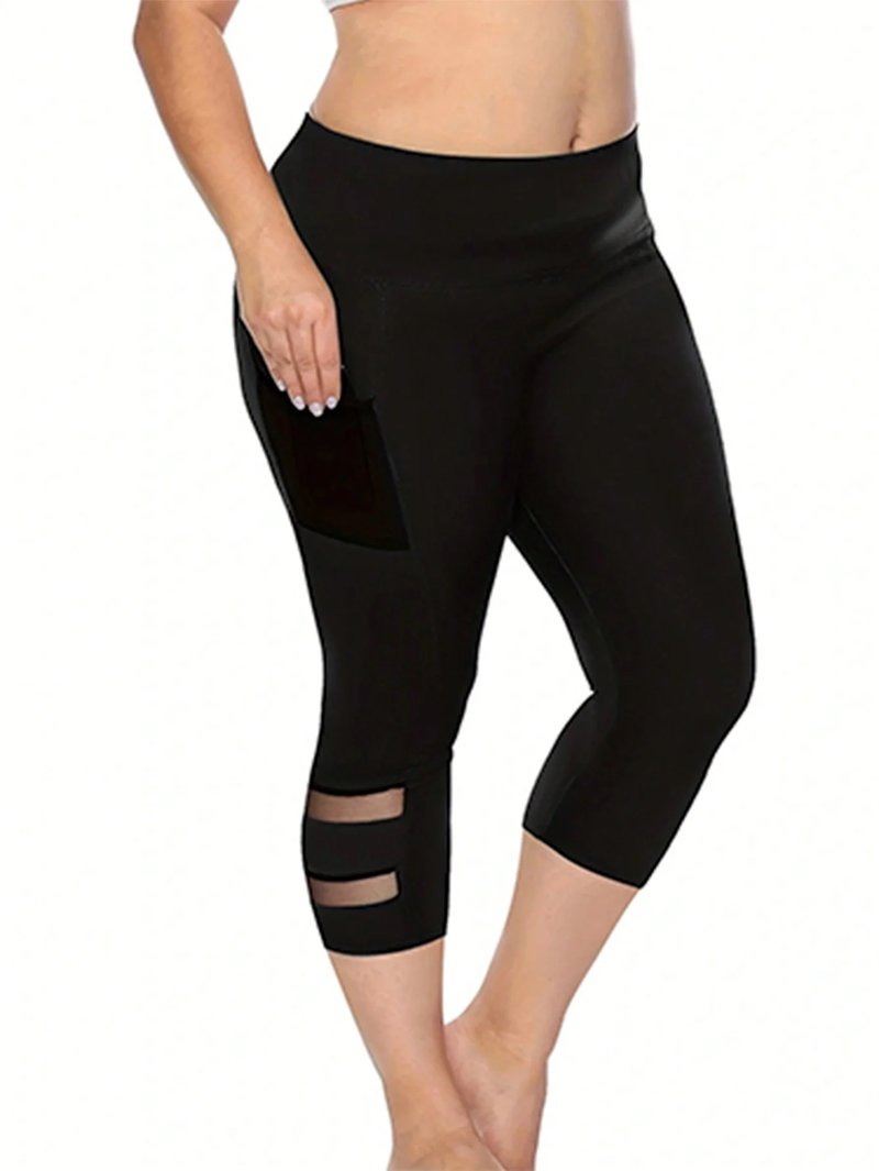 Plus Size High Rise Mesh Leggings