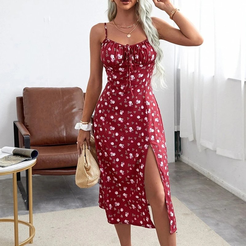 Floral Summer Dress with High Slit