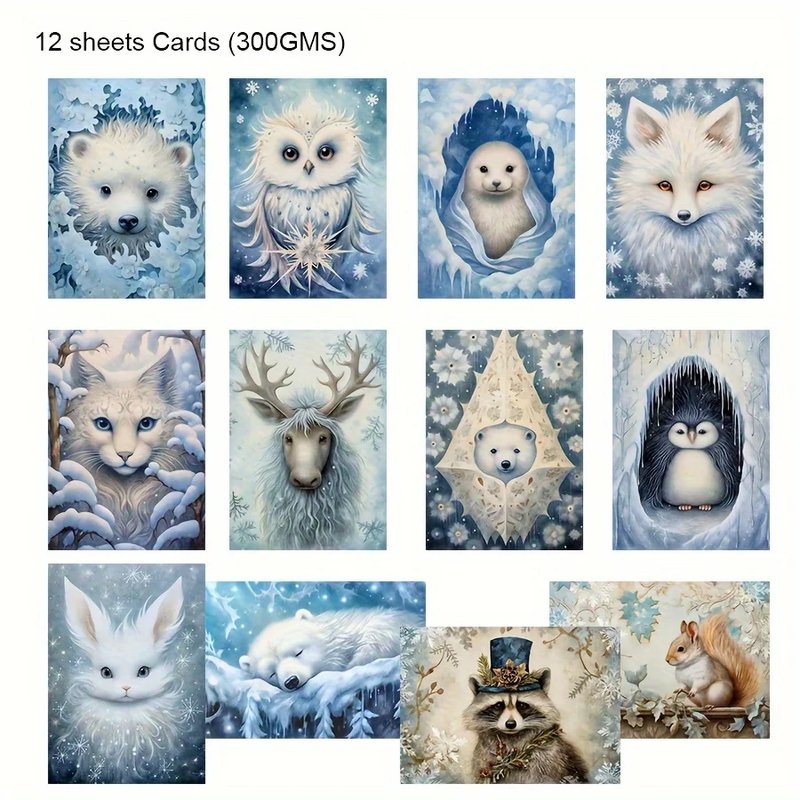 Winter Animal Card and Sticker Set
