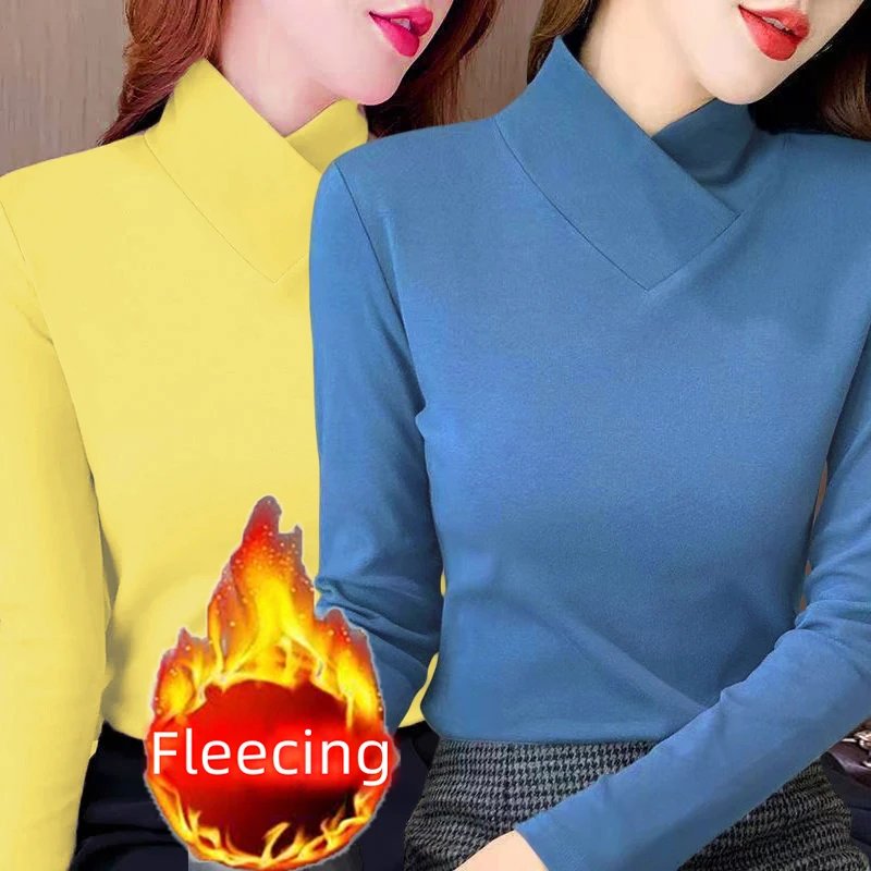 Velvet High Collar Long Sleeve Top