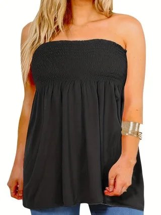 Plus Size Strapless Peplum Top