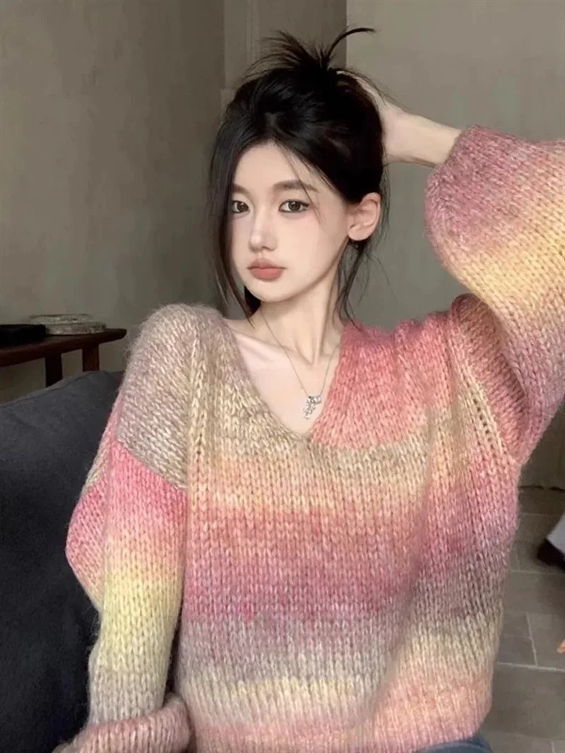 Chic Gradient V-Neck Sweater