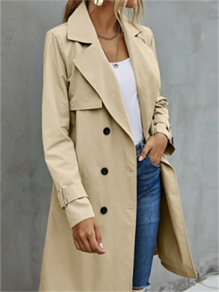 Stylish Women's Double-Breasted Trench Coat
