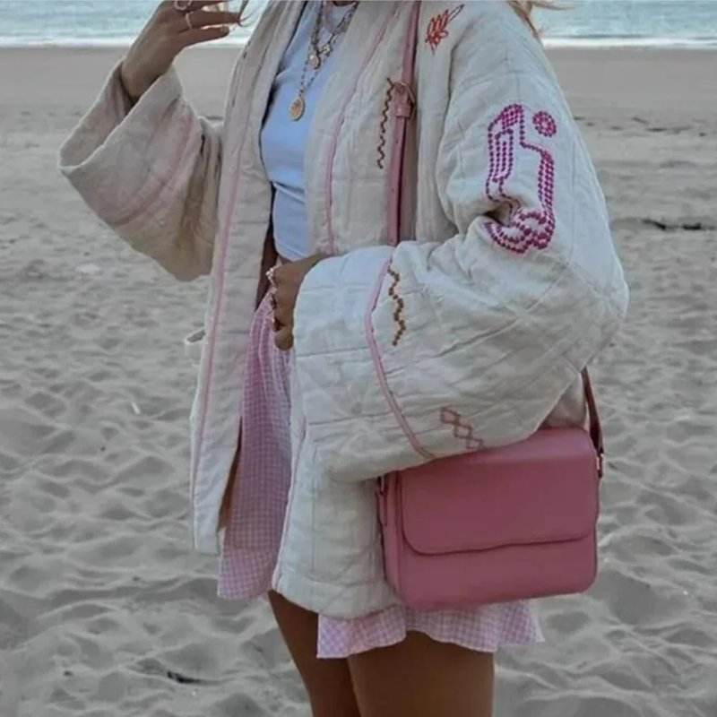 Oversized Embroidered Quilted Kimono