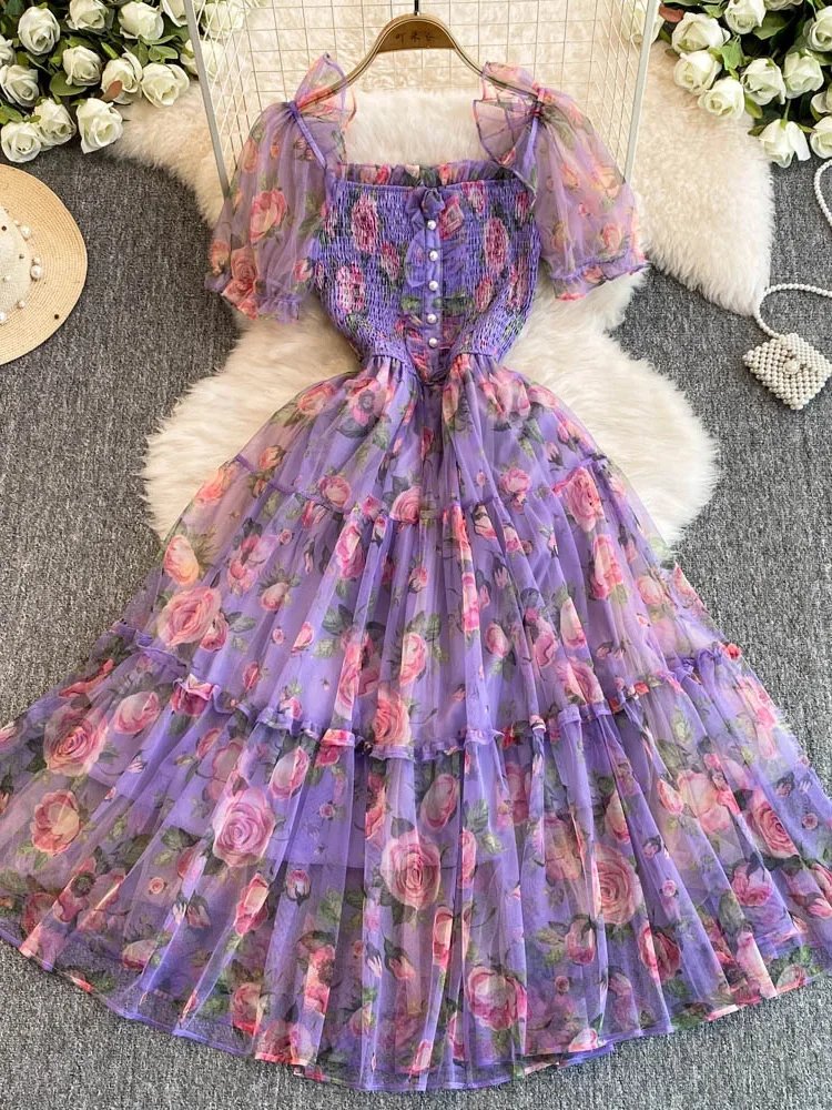 Elegant Floral Midi Dress for Women