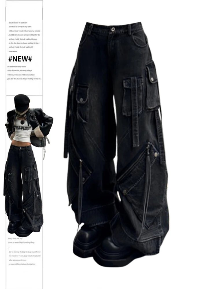 Vintage Black Baggy Cargo Jeans