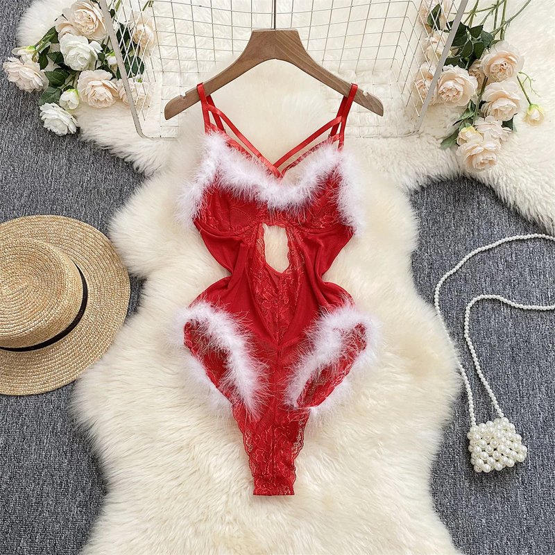 Festive Red Lace Playsuit