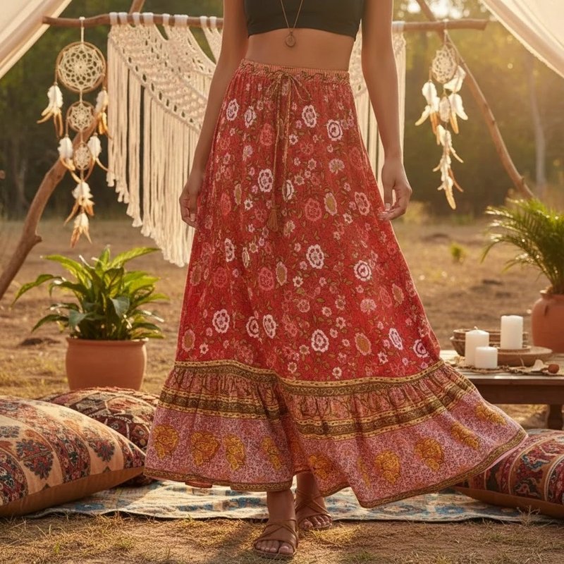Bohemian Floral Maxi Skirt