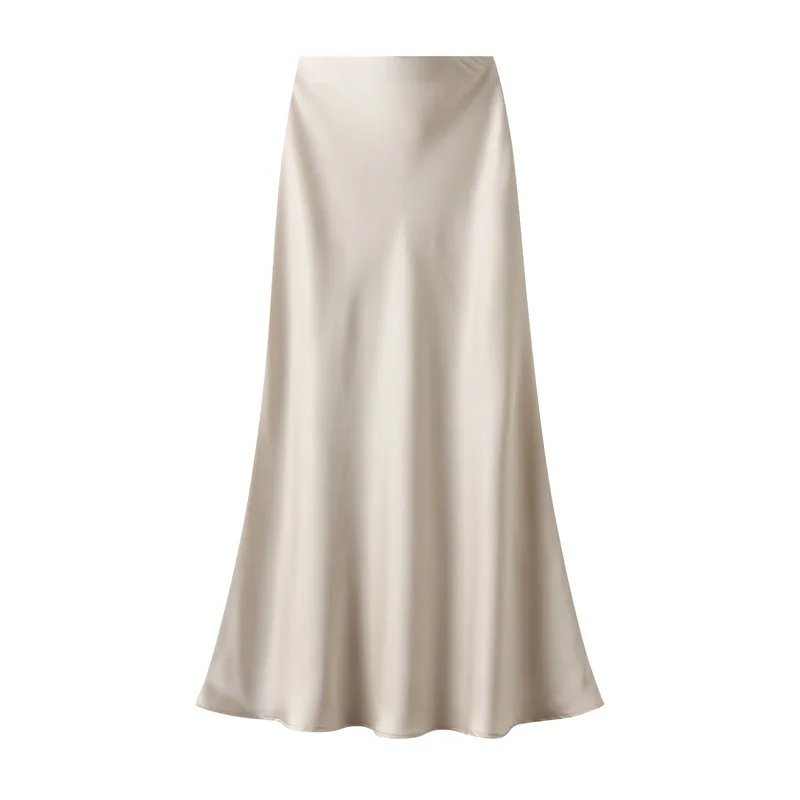 Elegant Satin Fishtail Maxi Skirt
