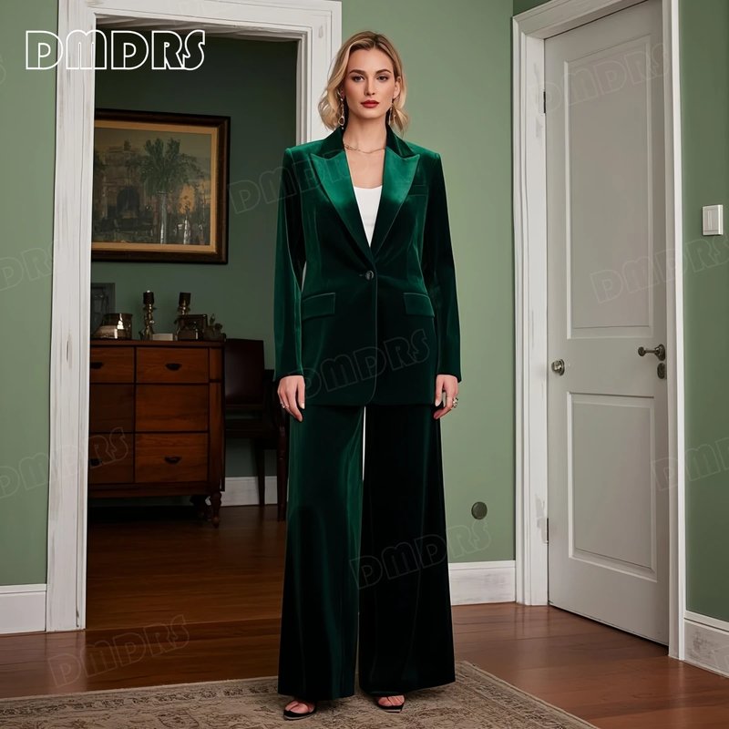 Emerald Velvet Blazer & Trousers Set