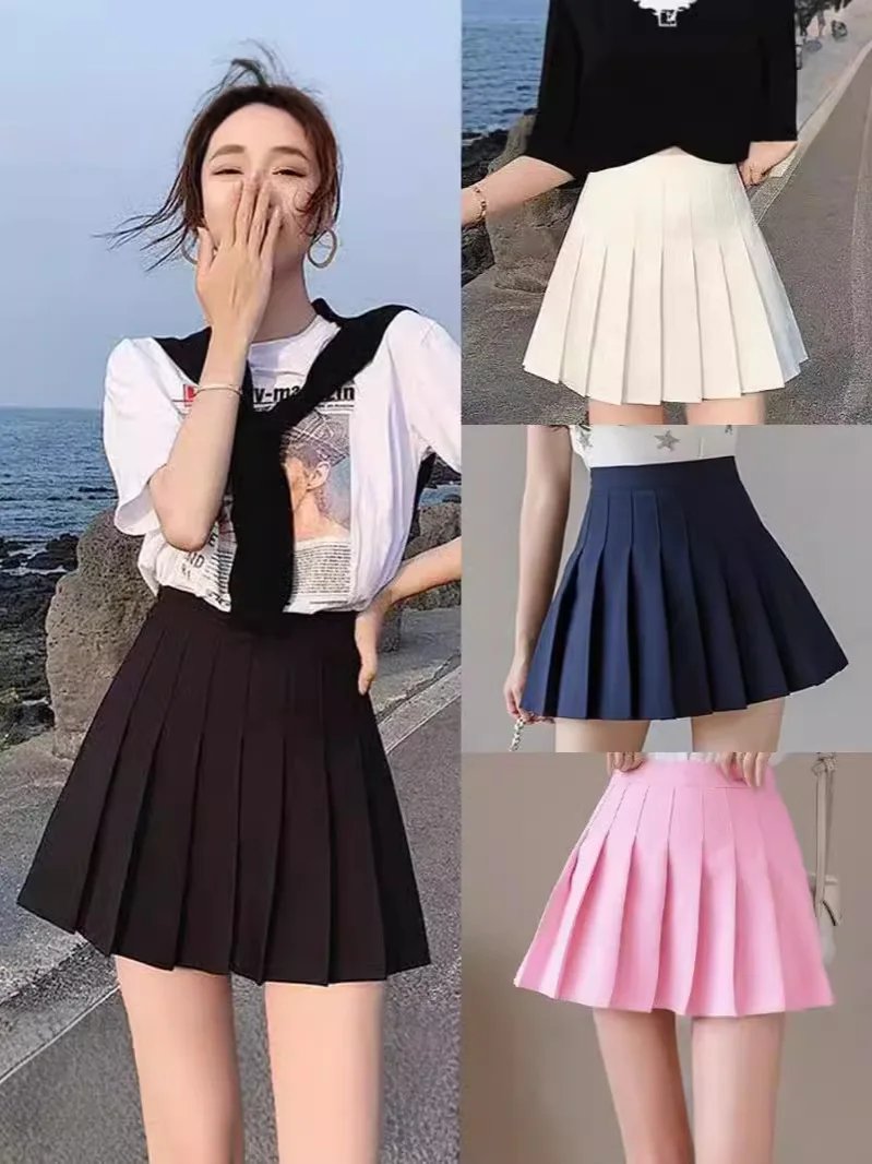 Chic High Waist Pleated Mini Skirt
