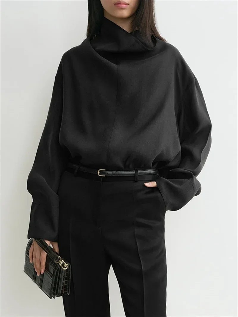Chic Organza Turtleneck Blouse
