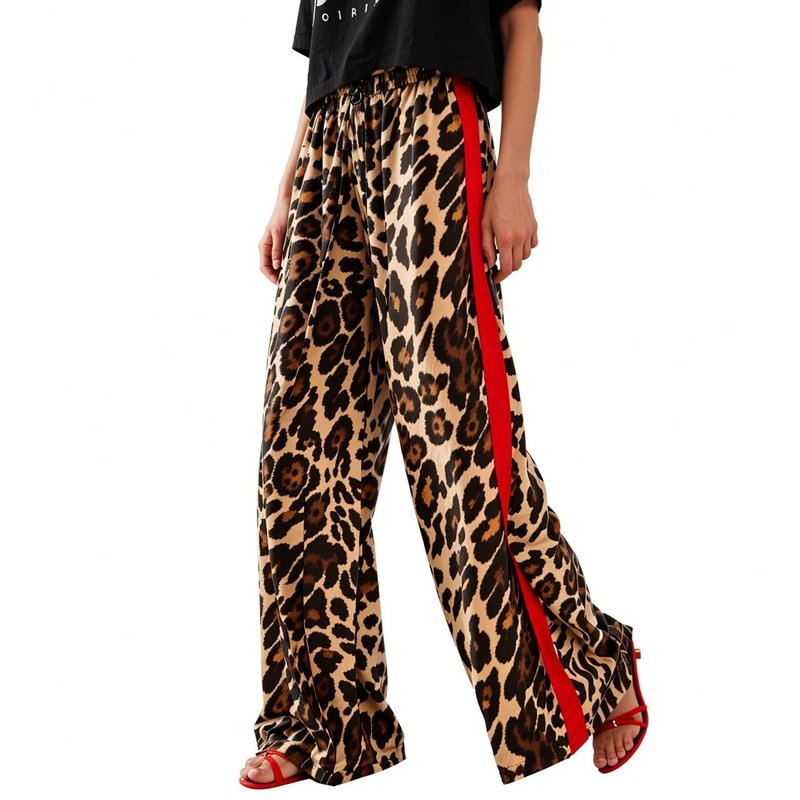 Chic Leopard Print Wide Leg Pants