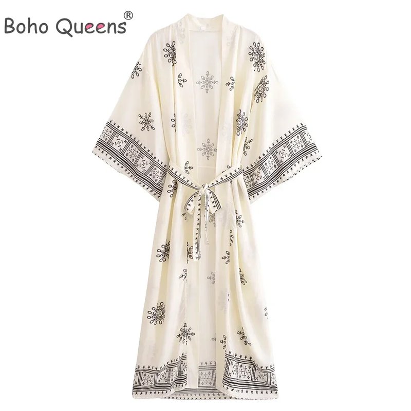 Bohemian Floral Beach Kimono Robe
