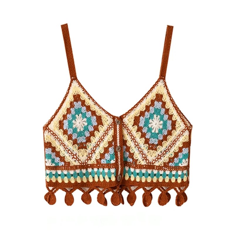 Boho Crochet Fringe Crop Top