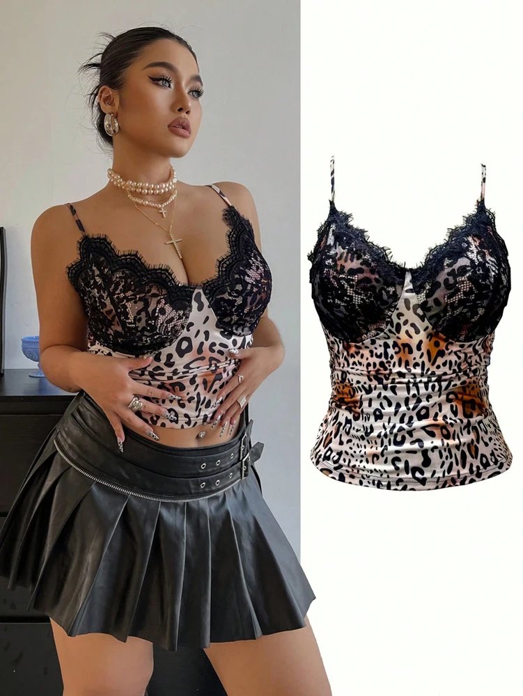Plus Size Leopard Lace Camisole