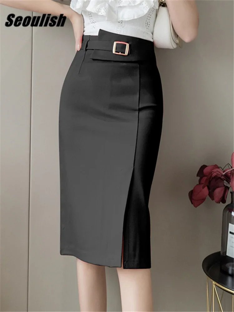 Chic High-Waist Midi Wrap Skirt