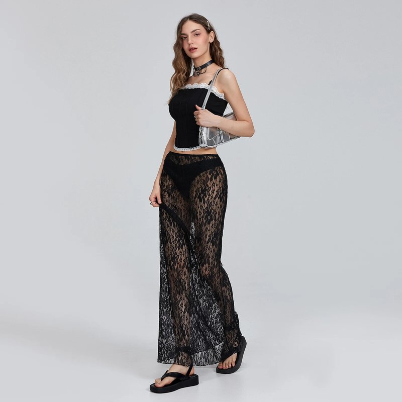 Sheer Lace Maxi Skirt for Women
