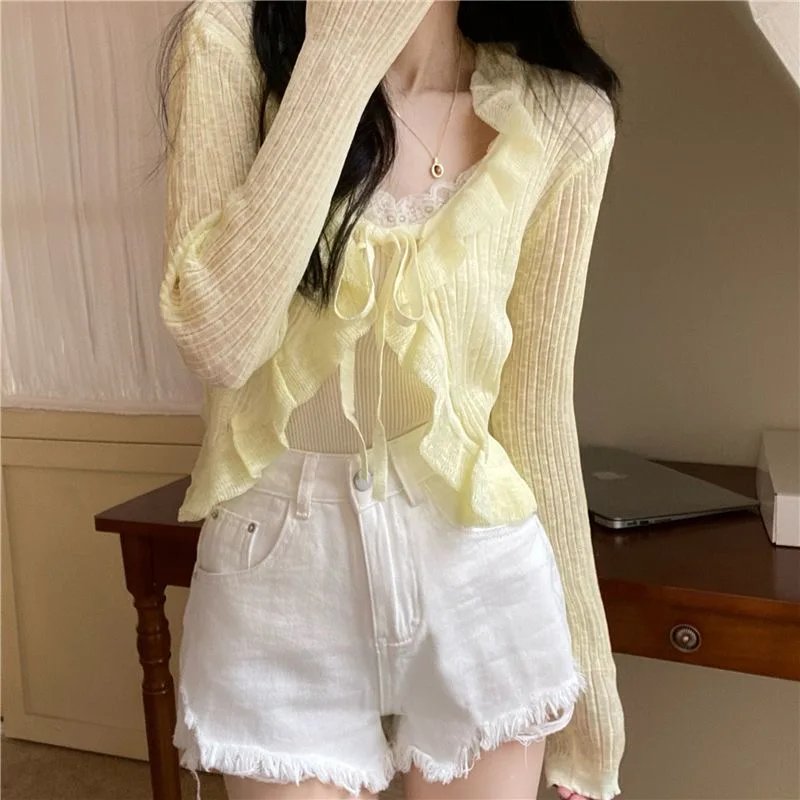 Elegant Ruffle Bolero Cardigan