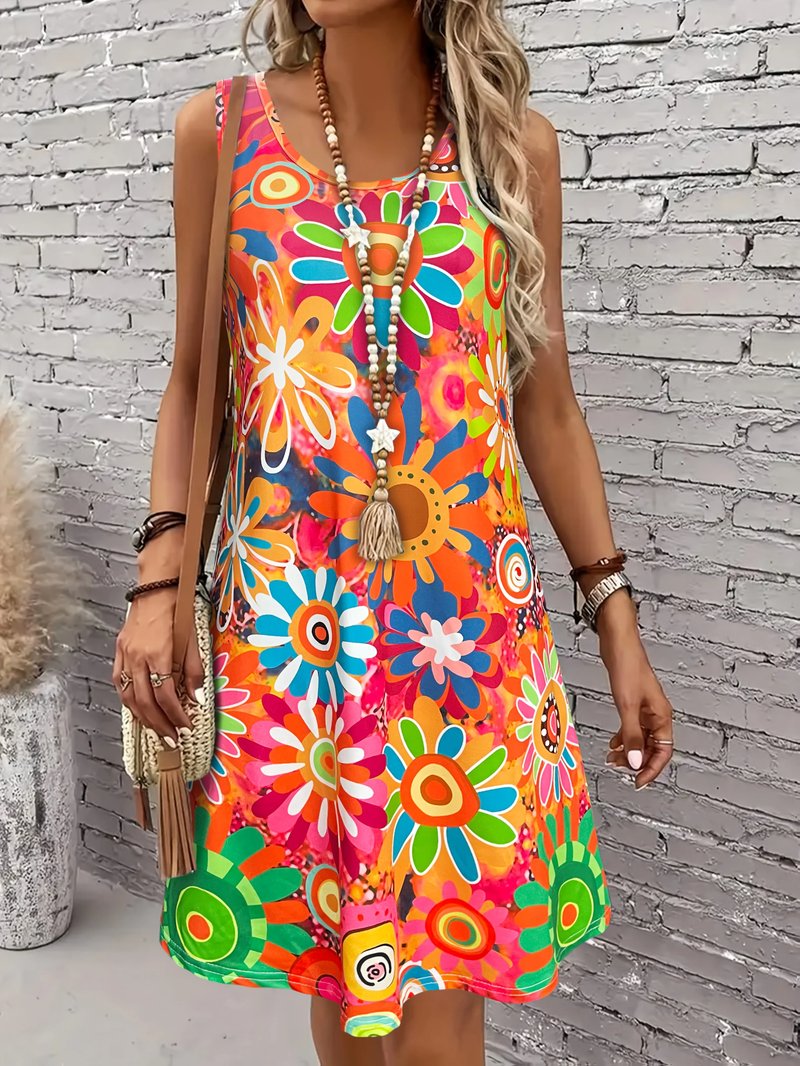 Floral Print Sleeveless Summer Dress