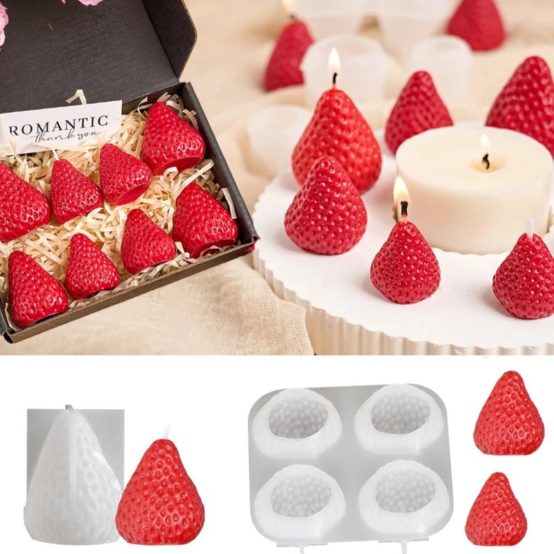 Cute 3D Strawberry Candle Mold