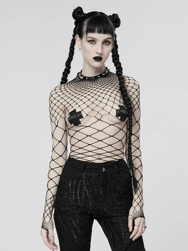 Gothic Fishnet Bodysuit for Women