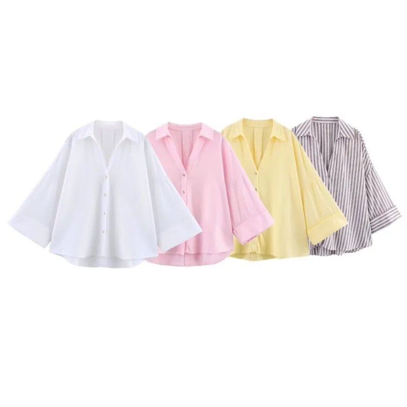 Asymmetrical Wide Sleeve Women's Shirt
