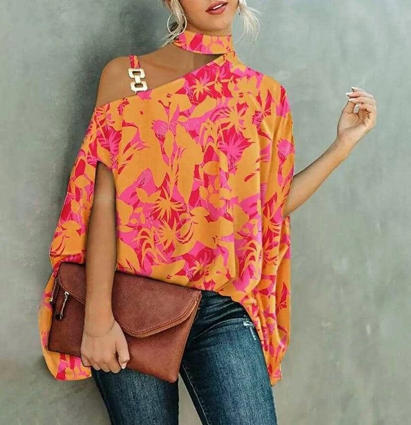 Plus Size Open-Shoulder Summer Blouse