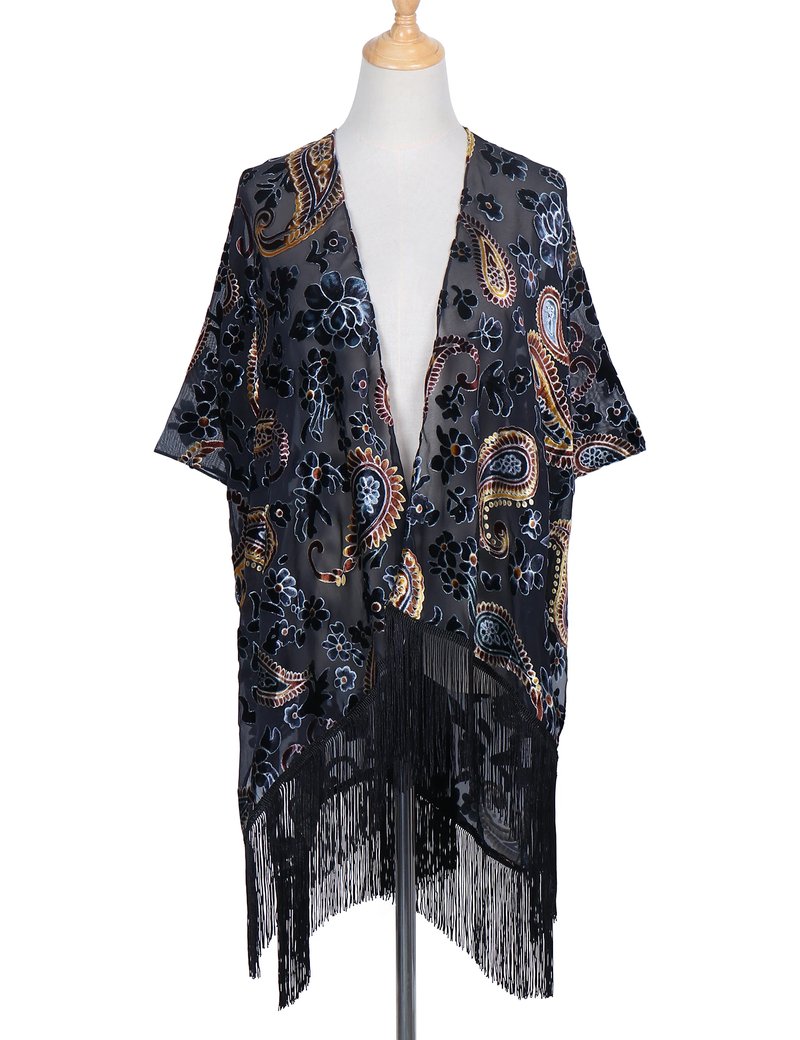 Chic Velvet Kimono with Tassels