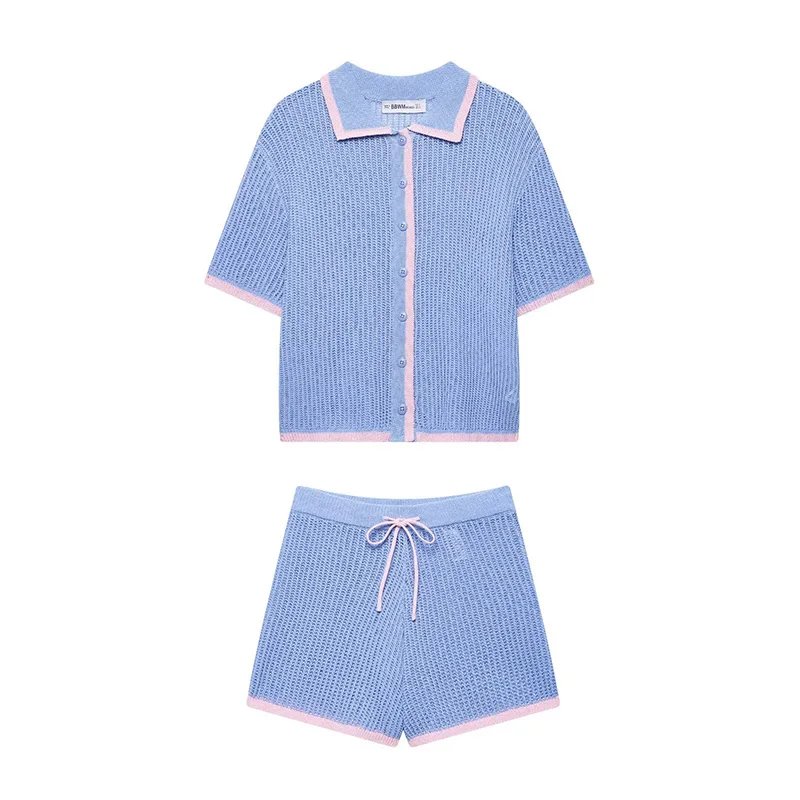 Chic Women's Polo Shirt & Shorts Set