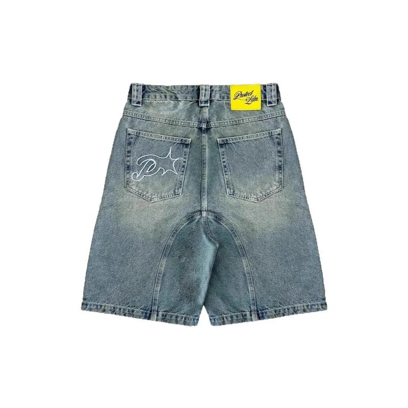 Retro Embroidered Denim Shorts