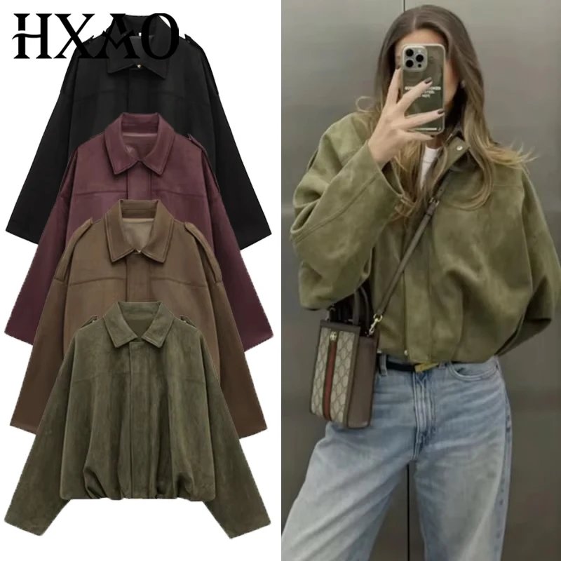 Chic Women's Suede Bomber Jacket