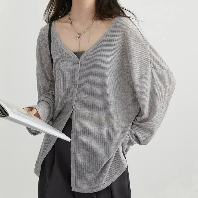 V-Neck Women's Knitted Cardigan