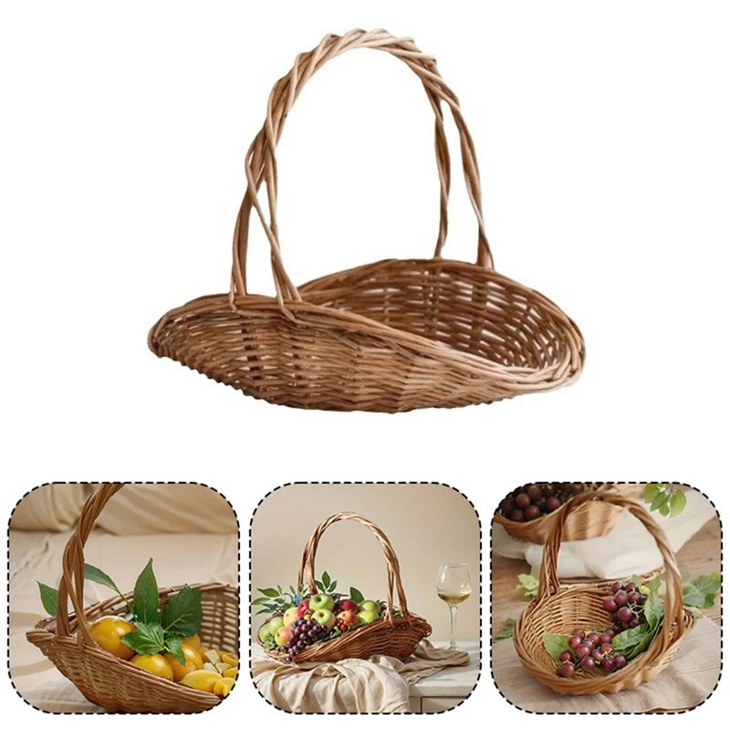 Portable Woven Rattan Storage Basket