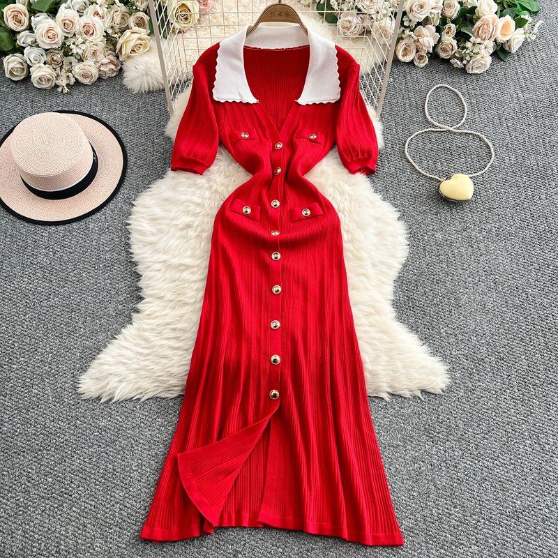 Elegant Women's Polo Collar Dress