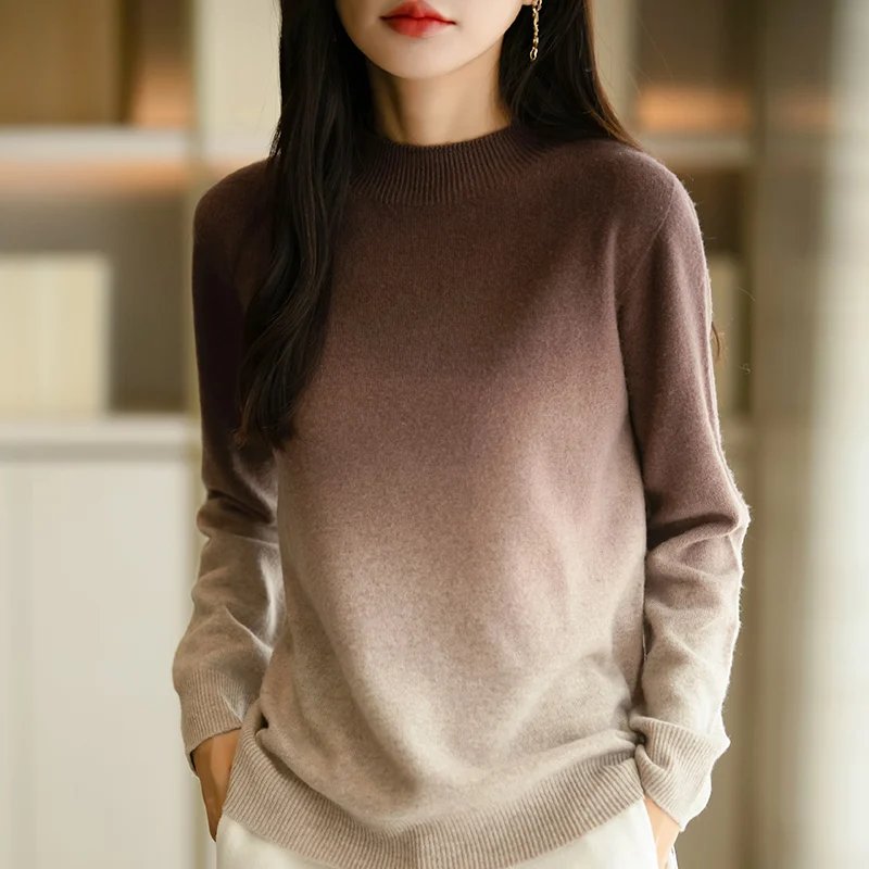 Cozy Gradient Wool Pullover Sweater