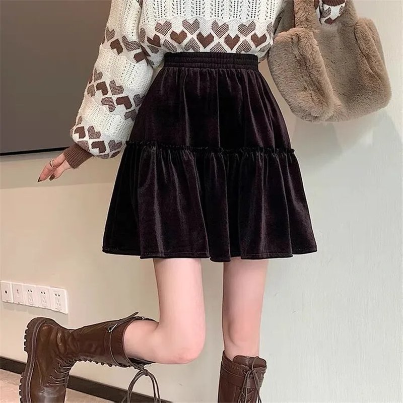Chic Velvet A-Line Mini Skirt