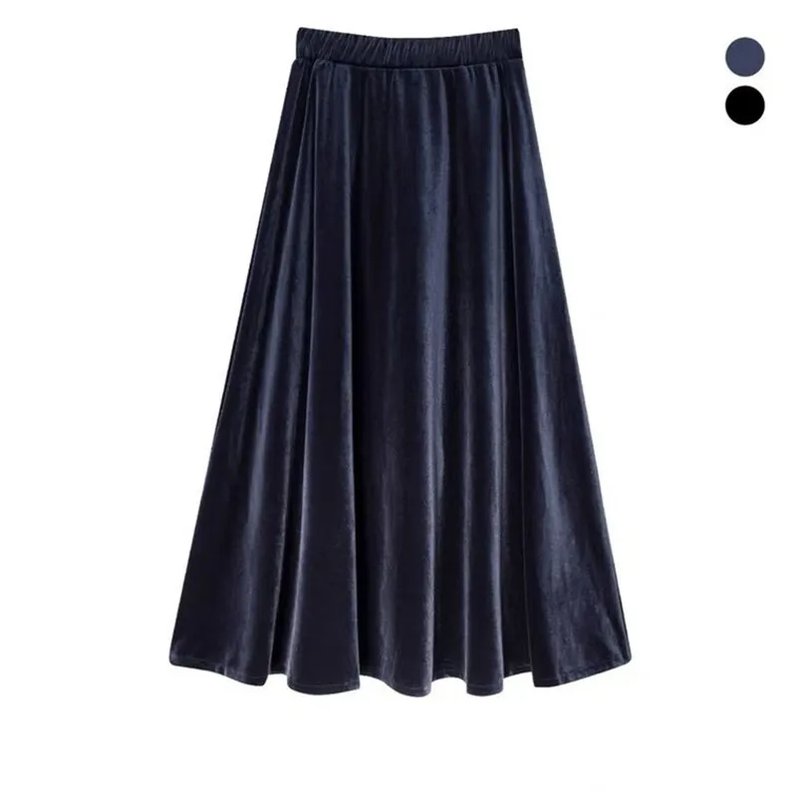 Chic Black Velvet A-Line Skirt